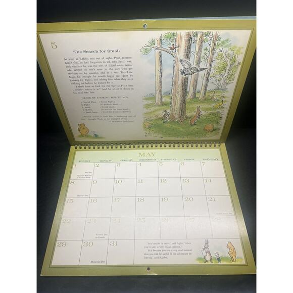 Vintage‎ 1977 Winnie The Pooh Calendar Book Frameable Pages Piglet, Tigger - Picture 5 of 7